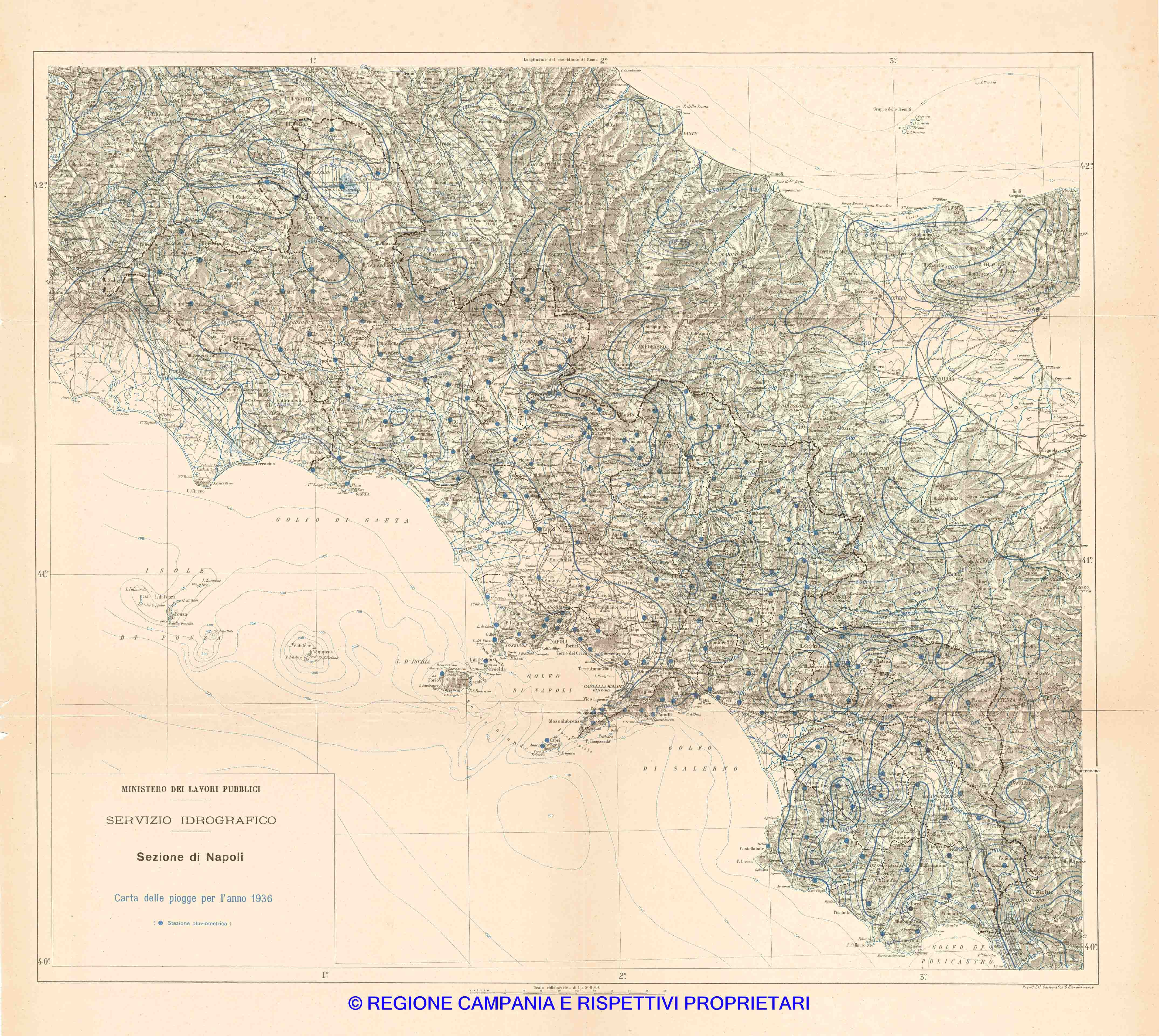 Carta delle Pioggie per l'anno 1936