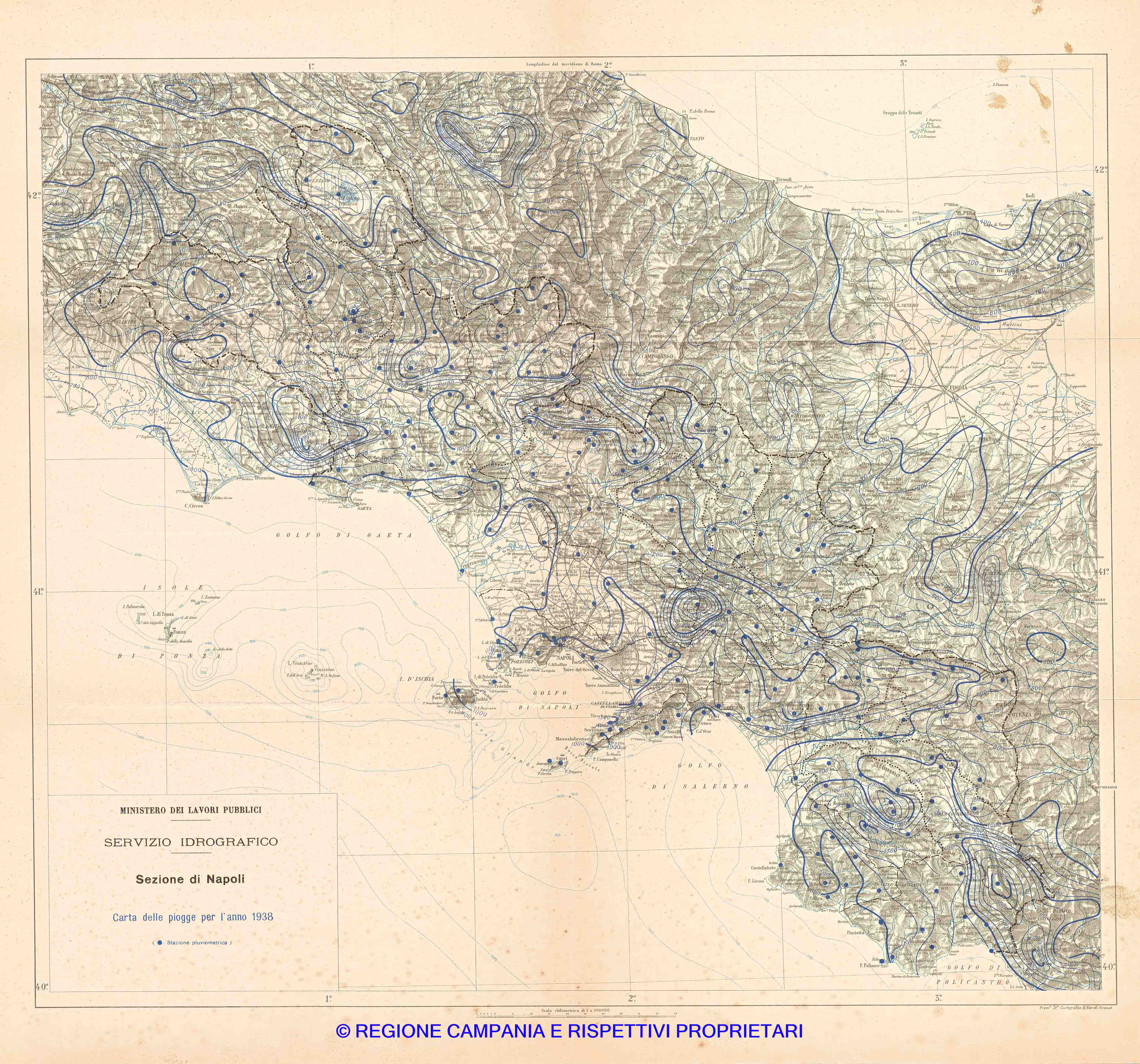 Carta delle Pioggie per l'anno 1938