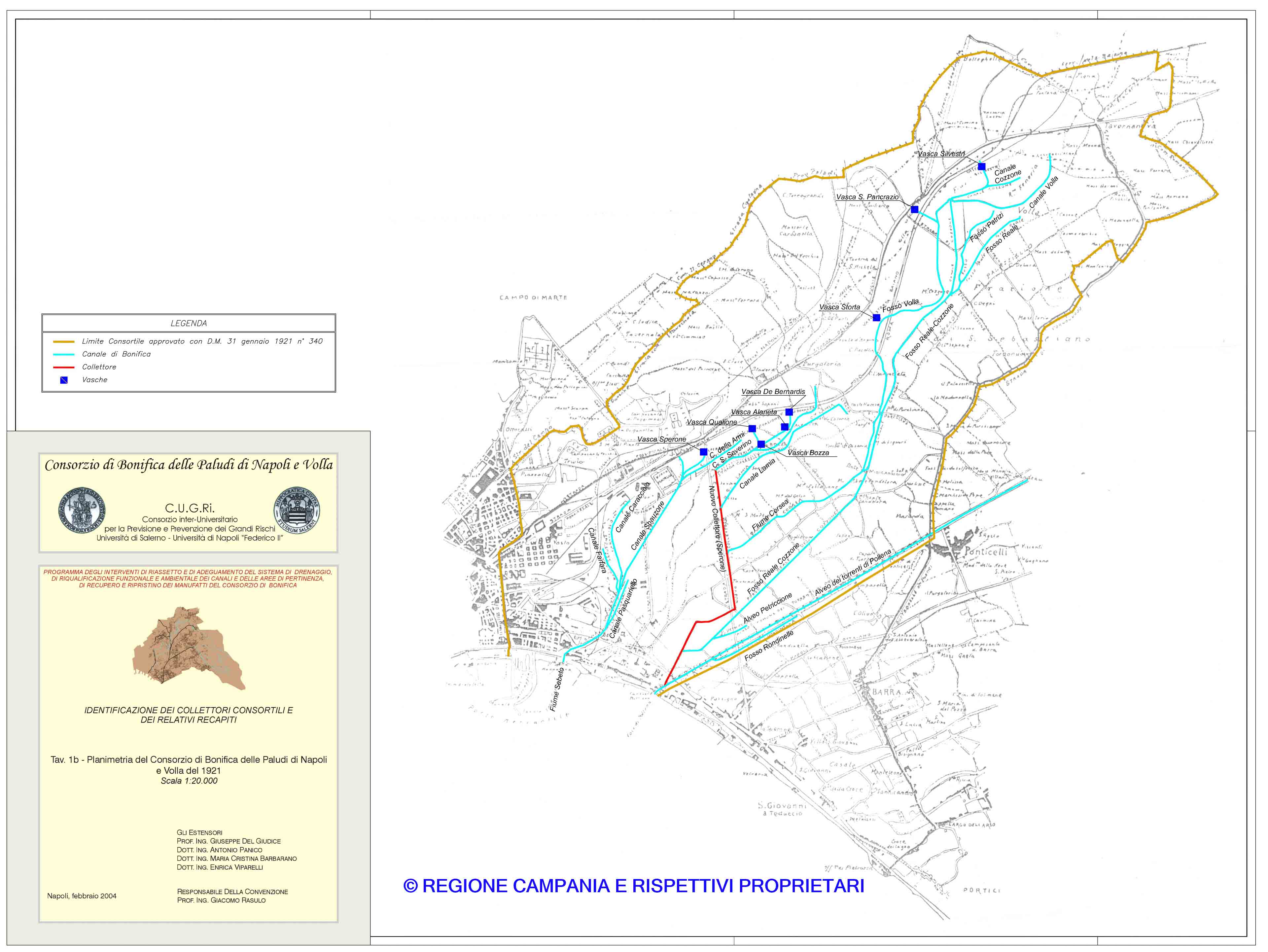 Planimetria del Consorzio di Bonifica delle Paludi di Napoli e Volla del 1921