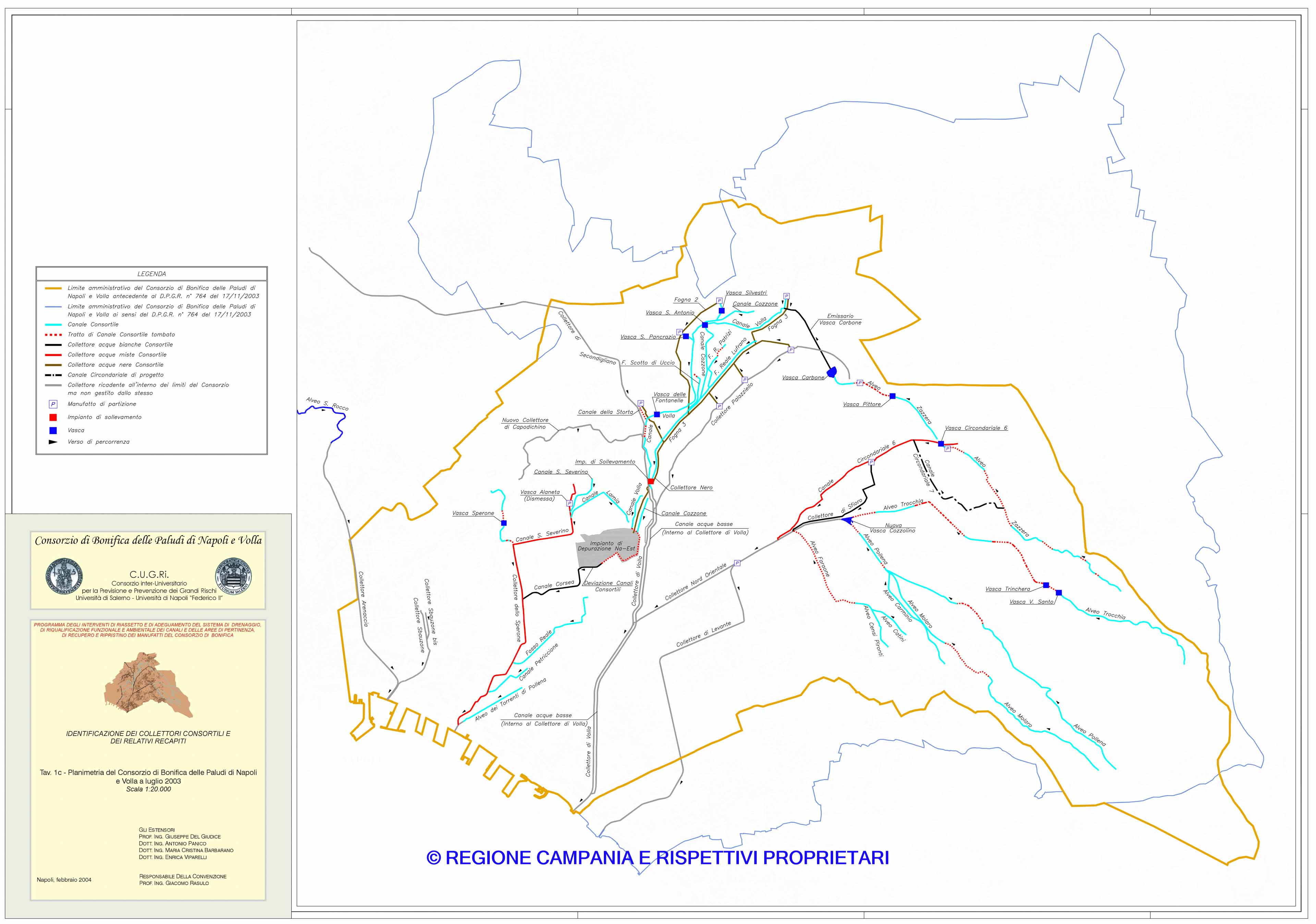 Planimetria del Consorzio di Bonifica delle Paludi di Napoli e Volla del 2003