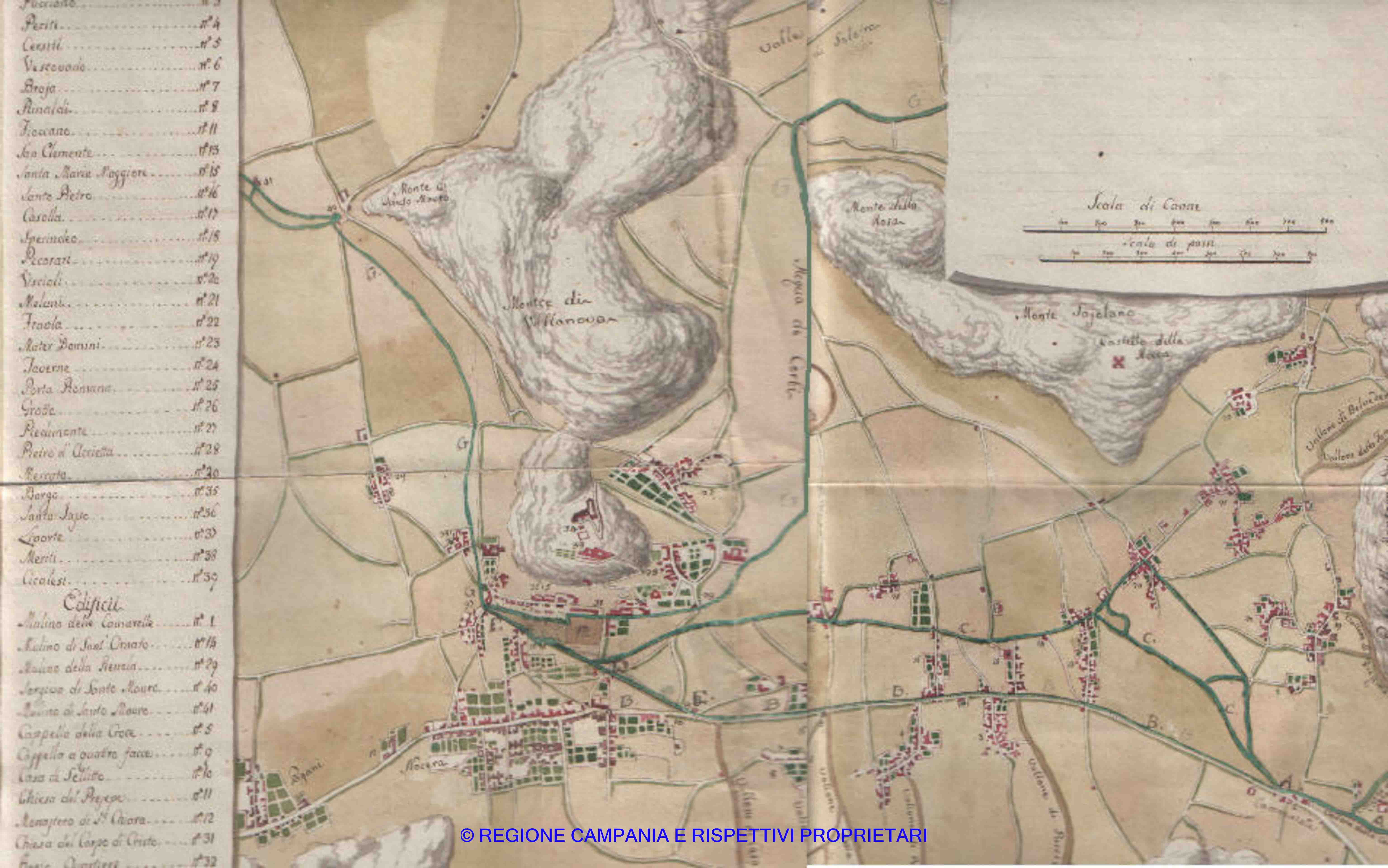 Mappale relativo ai reali riordini per costruzione strade e ponti relativi alla deviazione del canale Cavajuolo Mappale relativo ai reali riordini per costruzione strade e ponti relativi alla deviazione del canale Cavajuolo