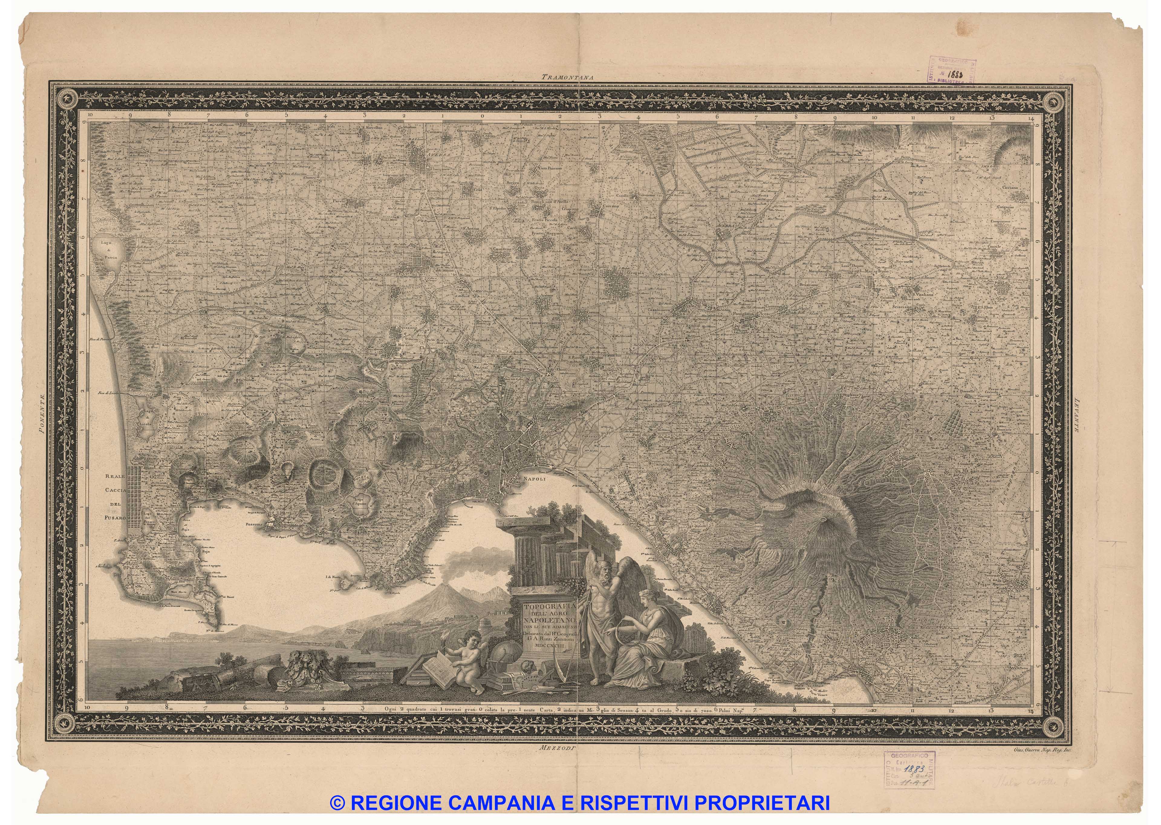 Topografia dell'Agro Napoletano con le sue adjacenze delineata dal R.o Geografo G.A. Rizzi Zannoni, MDCCXCIII