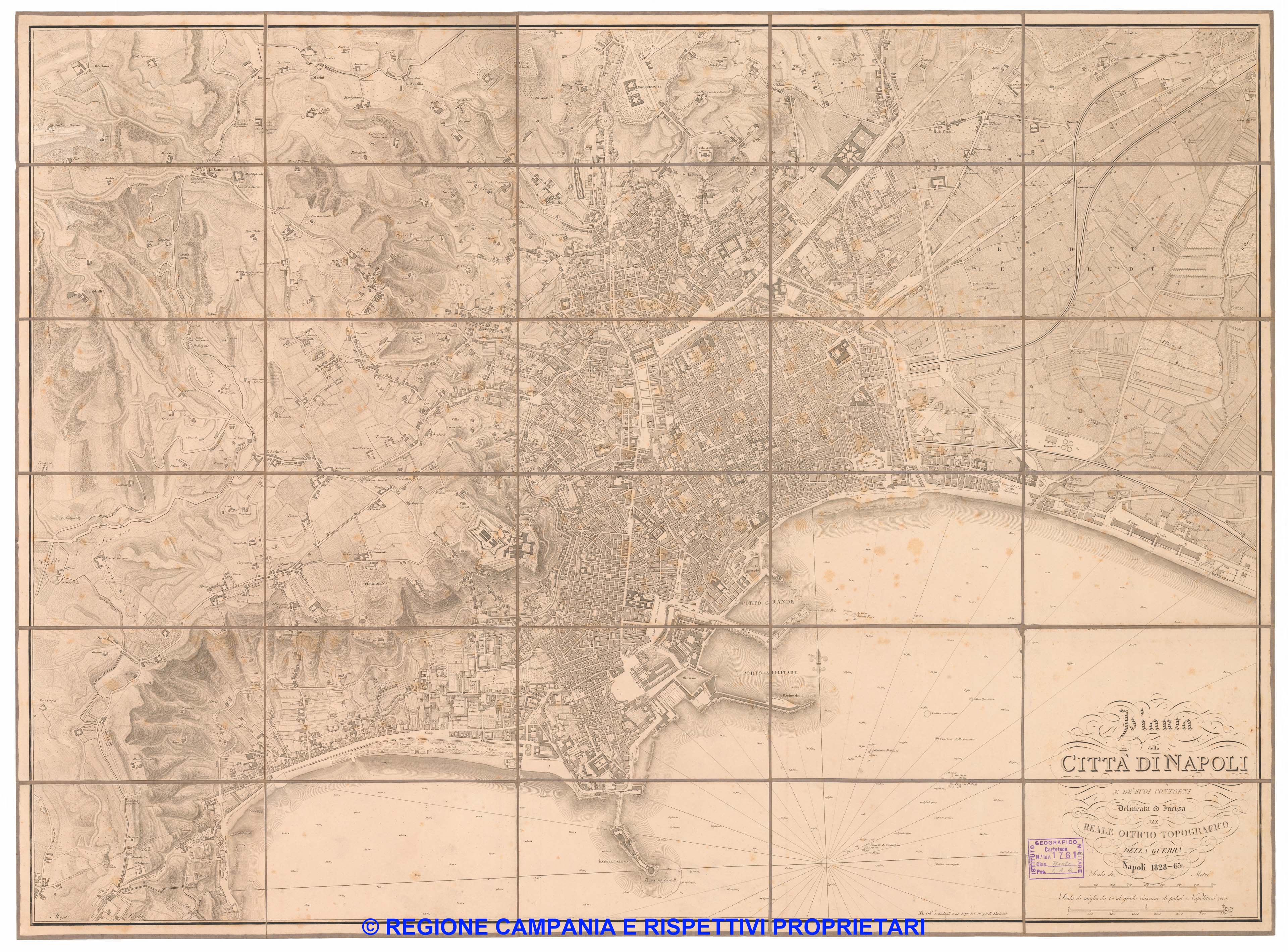 Pianta della Città di Napoli e de' suoi contorni delineata ed incisa nel Reale Officio Topografico della Guerra. Napoli 1828-65 Pianta della Città di Napoli e de' suoi contorni delineata ed incisa nel Reale Officio Topografico della Guerra. Napoli 1828-65