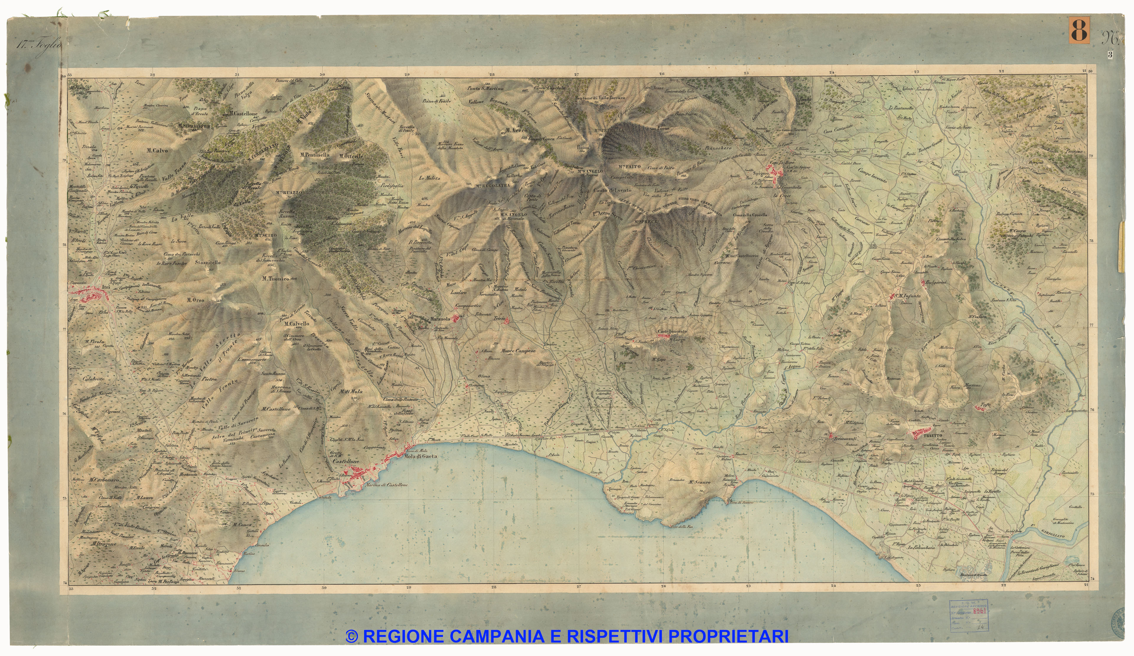 Carta dei dintorni di Napoli, Reale Officio Topografico Antonio Valmagini 