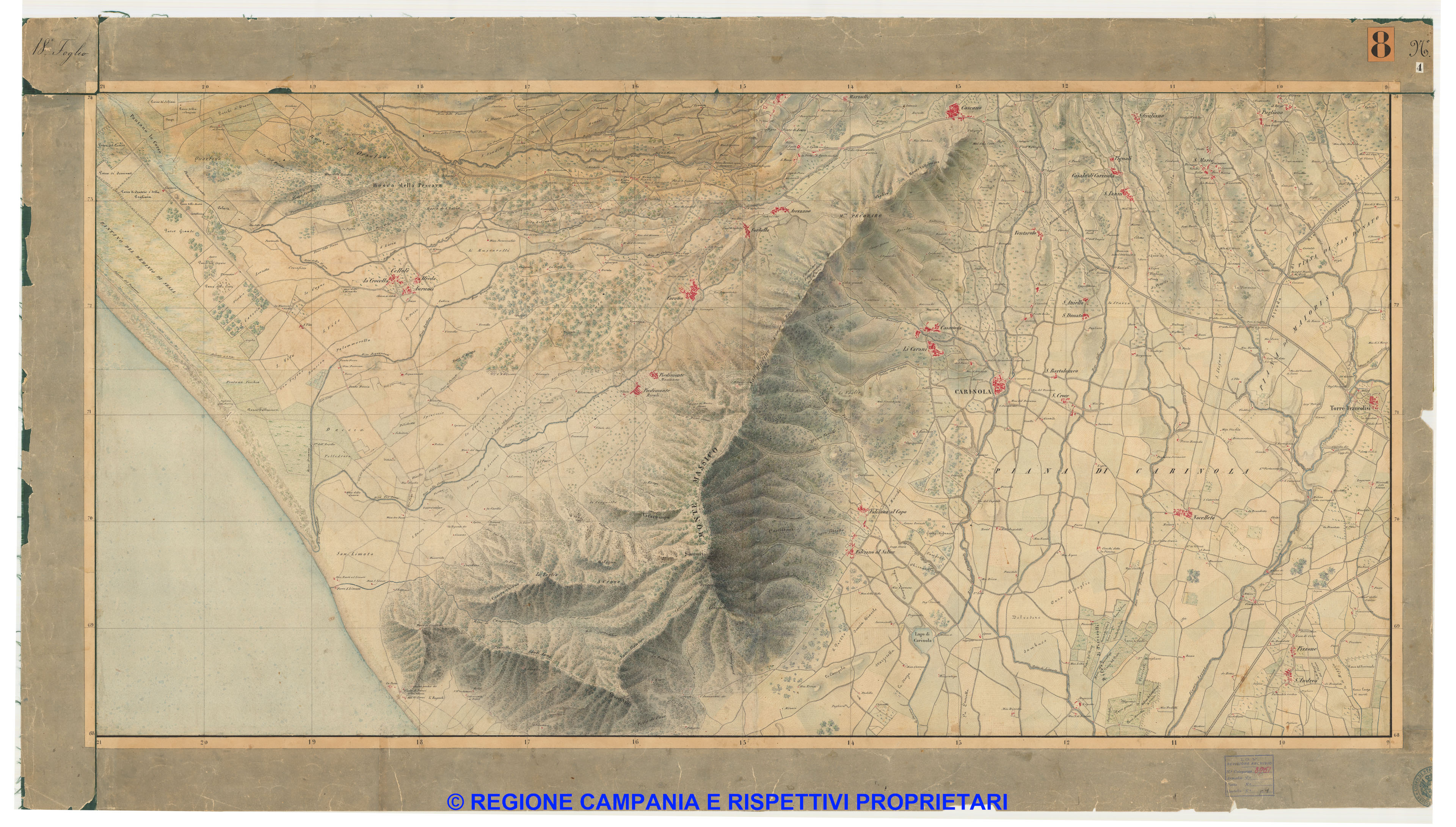 Carta dei dintorni di Napoli, Reale Officio Topografico Antonio Valmagini 
