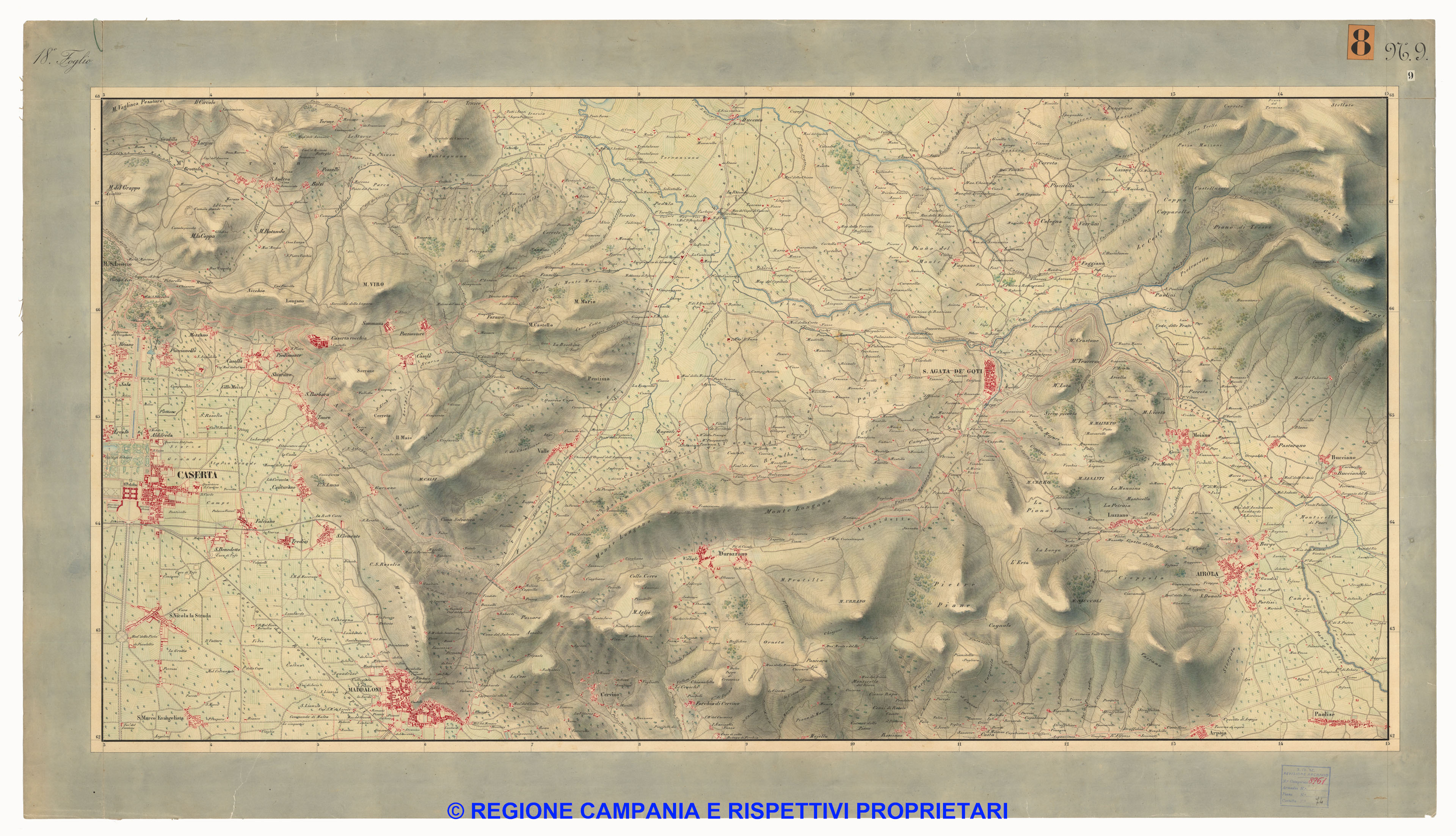 Carta dei dintorni di Napoli, Reale Officio Topografico Antonio Valmagini 