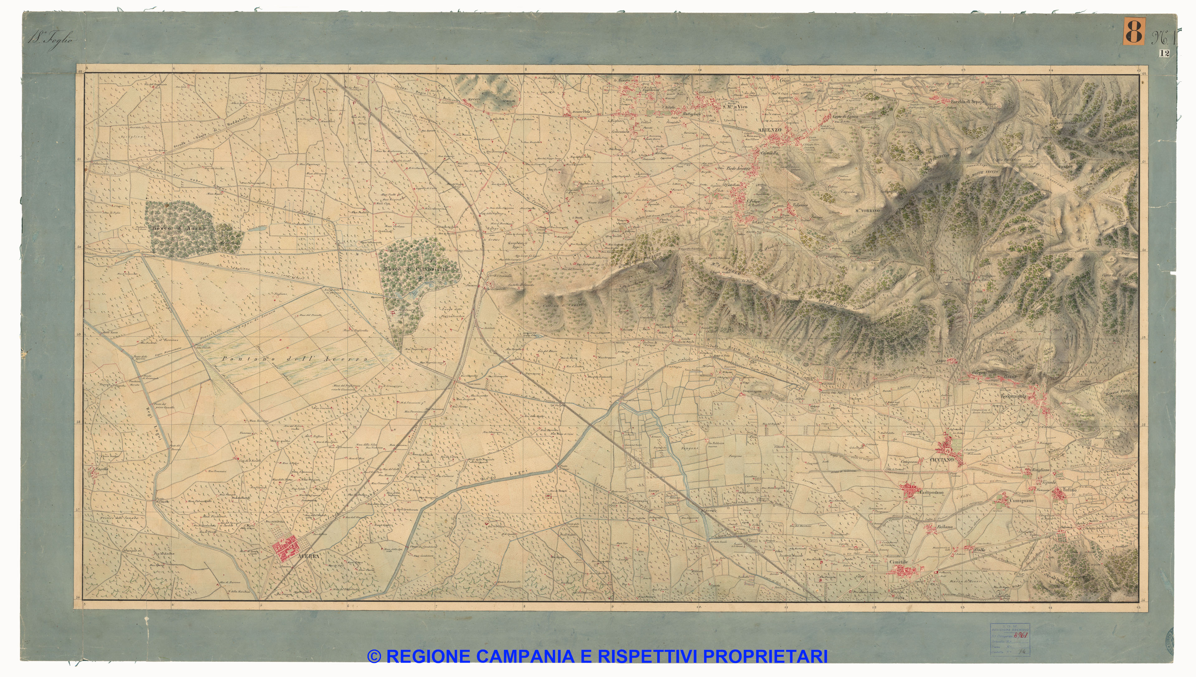Carta dei dintorni di Napoli, Reale Officio Topografico Antonio Valmagini 