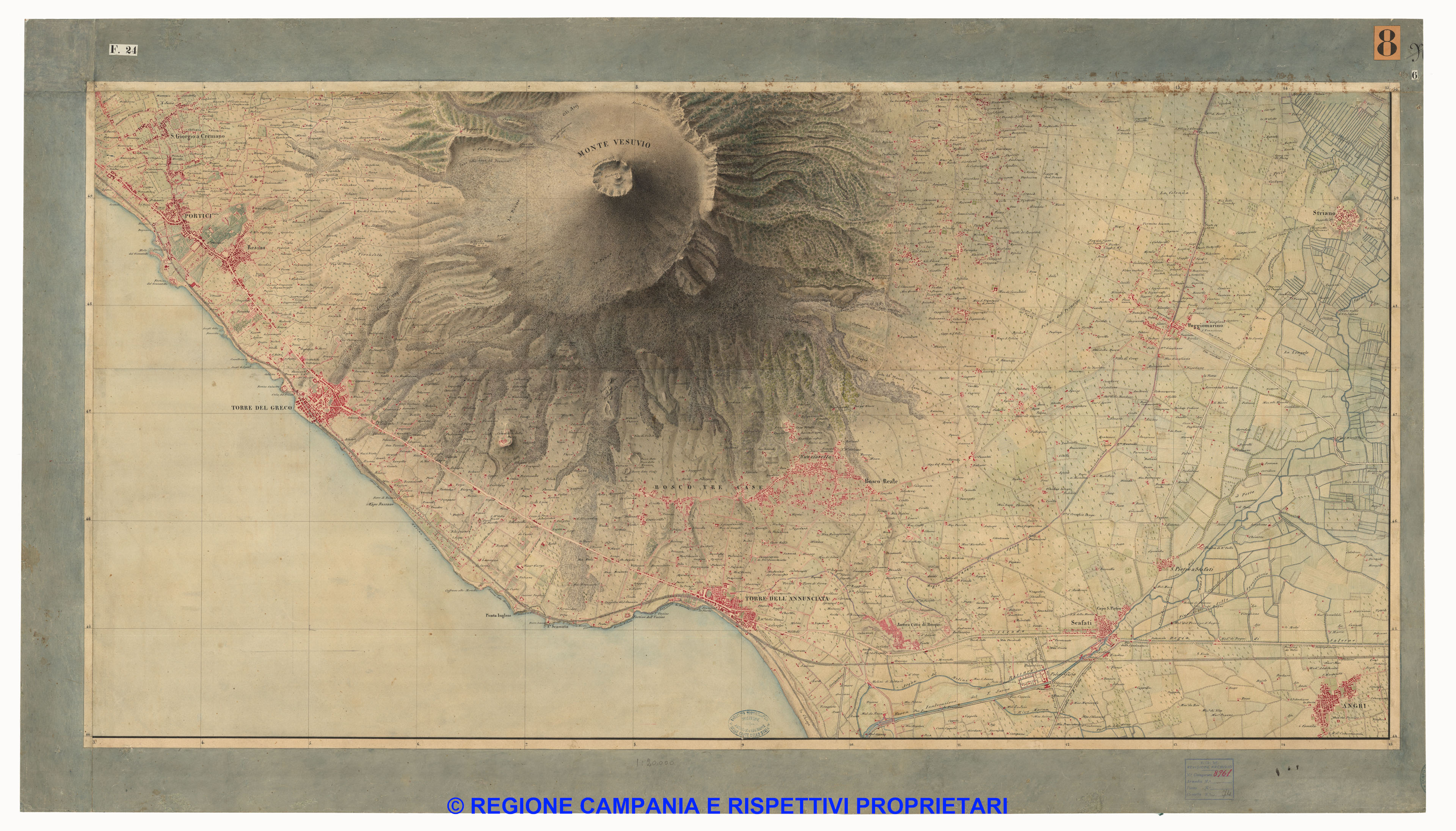 Carta dei dintorni di Napoli, Reale Officio Topografico Antonio Valmagini 