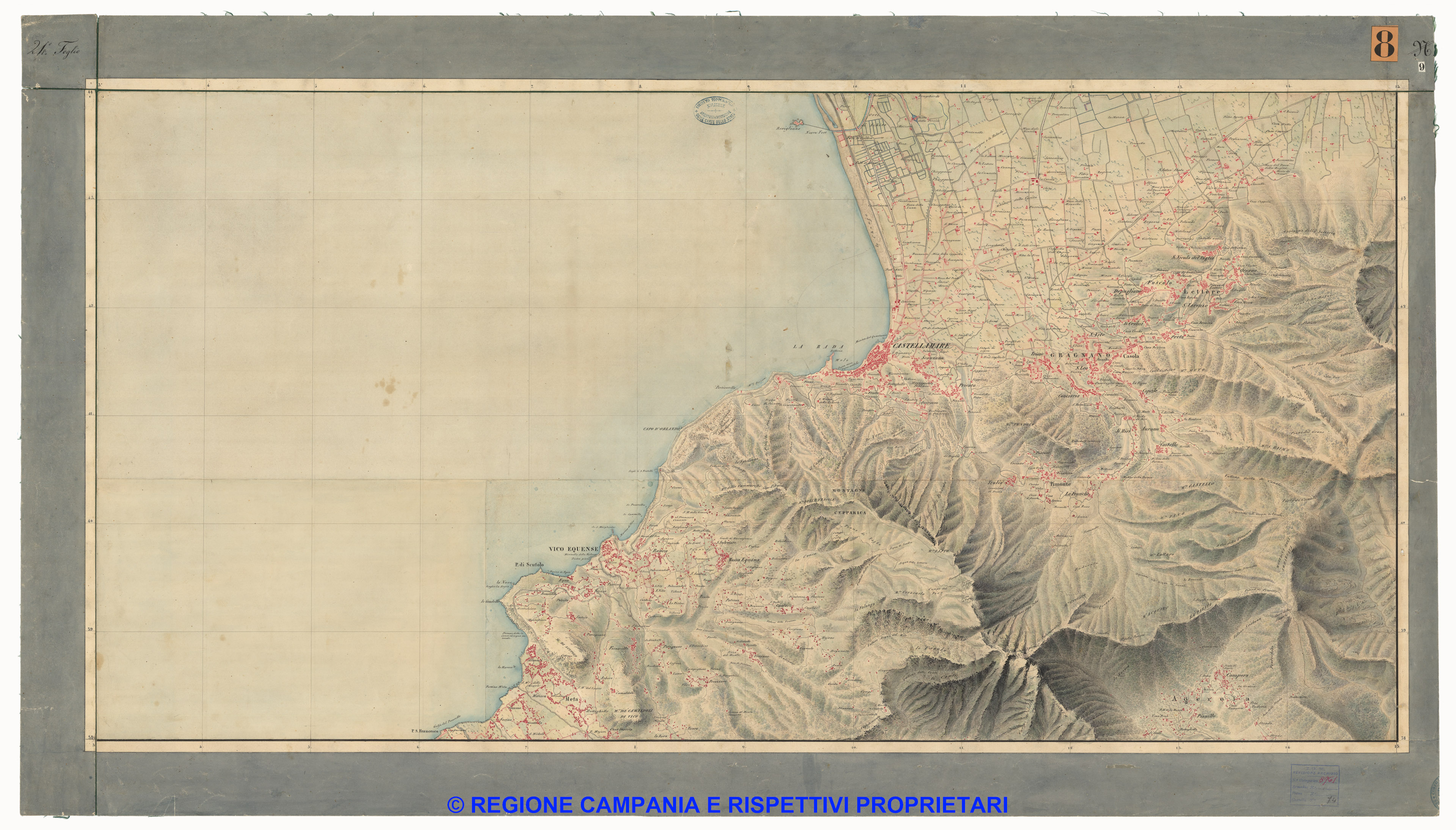 Carta dei dintorni di Napoli, Reale Officio Topografico Antonio Valmagini 
