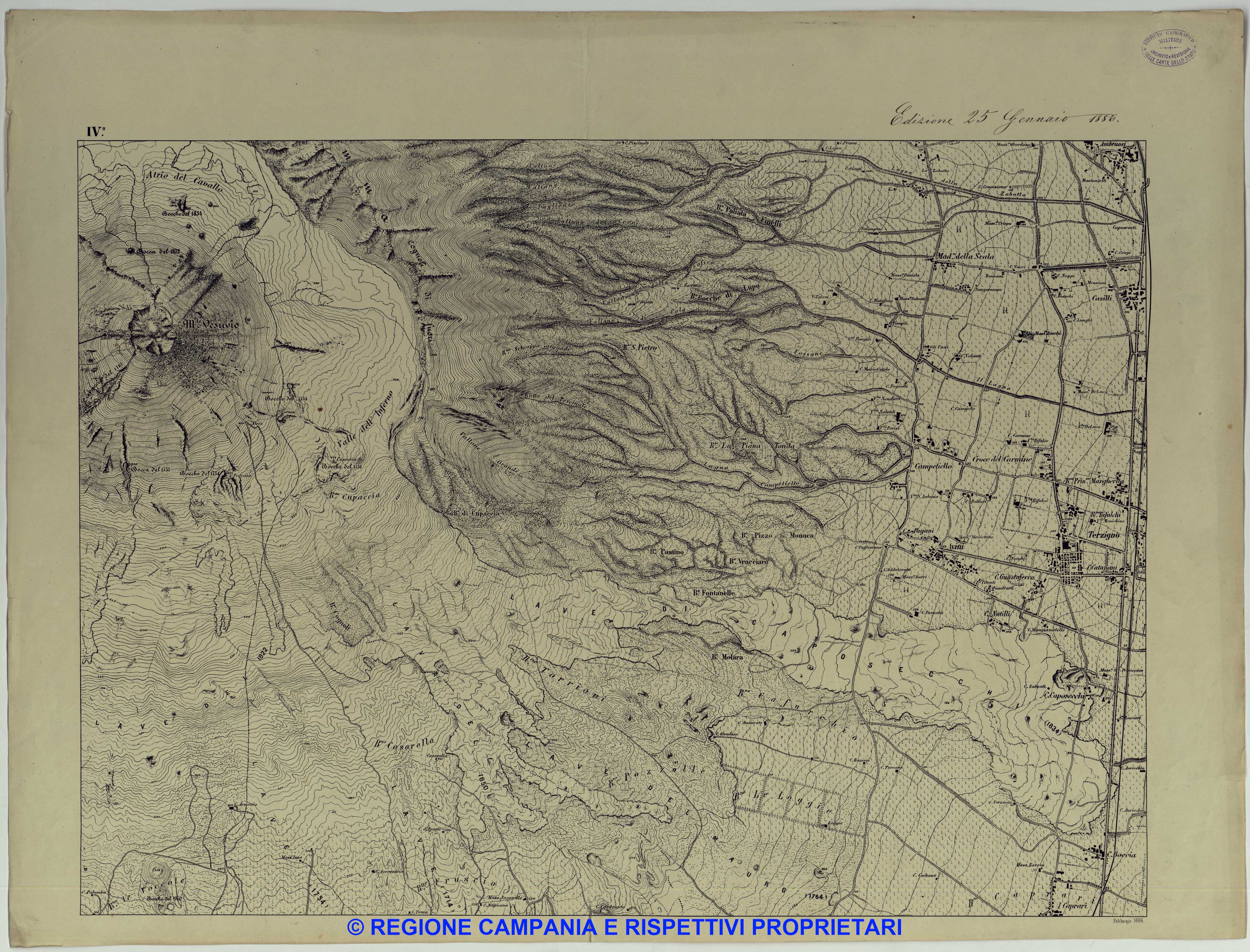 Carta topografica del Monte Vesuvio