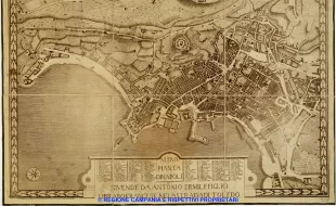 Nuova pianta di Napoli incisa da Stefano Giraudl anno 1767, si vende da Antonio Emil e figlio libraio francese nela strada di Toledo