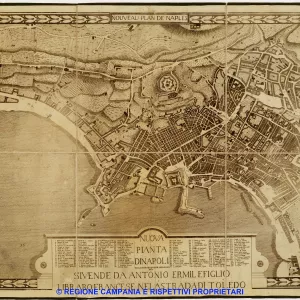 Nuova pianta di Napoli incisa da Stefano Giraudl anno 1767, si vende da Antonio Emil e figlio libraio francese nela strada di Toledo